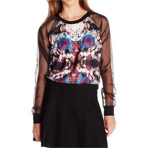 LOVERS + FRIENDS Kaleidoscope Sheer Sleeve Top size L